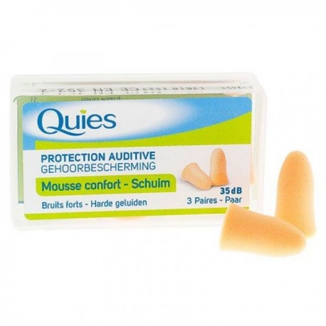 QUIES Protection auditive 35dB Mousse confort Bruits forts 3 Paires