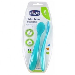 Chicco 2 Cuillères en silicone Bleu 6m+
