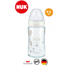 Nuk Biberon En Verre 240ML Blanc 0-6M