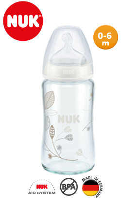 NUK first choice biberon en verre 0-6M blanc 240 ml - Tunisie Para