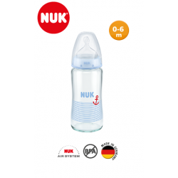 Nuk Biberon En Verre 240ML Bleu 0-6M