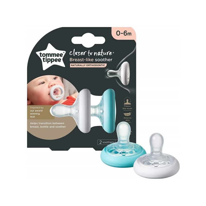 Tommee Tippee 2 Sucettes Breast Like Nuit 0-6