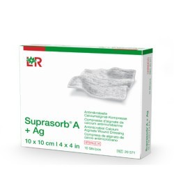 Suprasob A + Ag Compresse d'alginate de calcium anti microbienne 10x10cm boite de 10pcs
