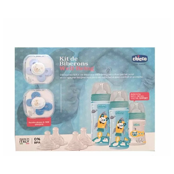 Chicco Kit De Biberons Well Being bleu