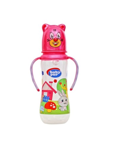 Baby Pur biberon avec couvercle amusant et anse fille 250ml