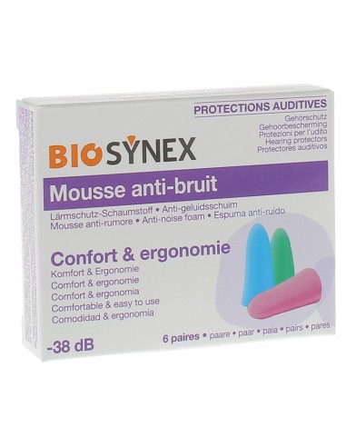 Protection auditive mousse Biosynex - boîte de 6 paires