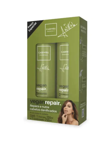 CADIVEU VEGAN REPAIR KIT SHAMPOING + APRES SHAMPOING 250ML