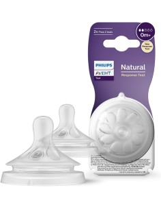 Avent 2 Tétines Naturel Response 0m+ débit 2