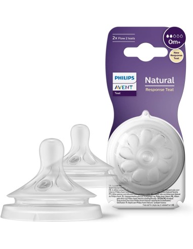 Avent 2 Tétines Naturel Response 0m+ débit 2