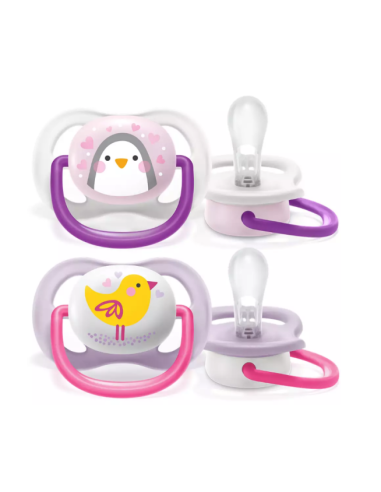 Avent 2 Sucettes animals Fille 0-6m