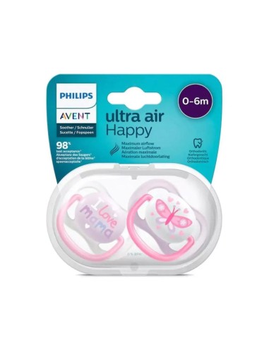 Avent 2 Sucettes maman papillon 0-6m