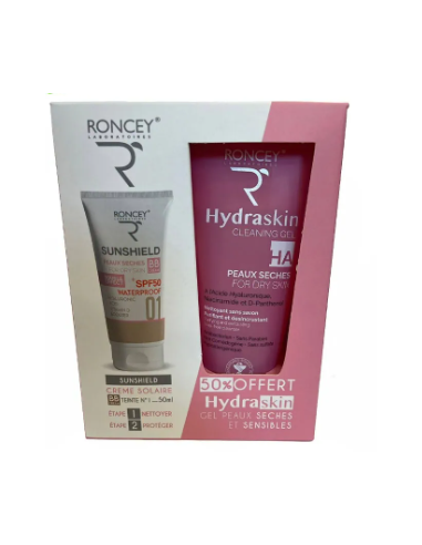 Roncey Coffret Sunshield Teinte 01 et Hydraskin pour Peaux Sèches -50%