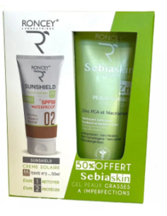 Roncey Coffret Sunshield Teinte 02 et Sebiaskin pour Peaux Grasses -50%
