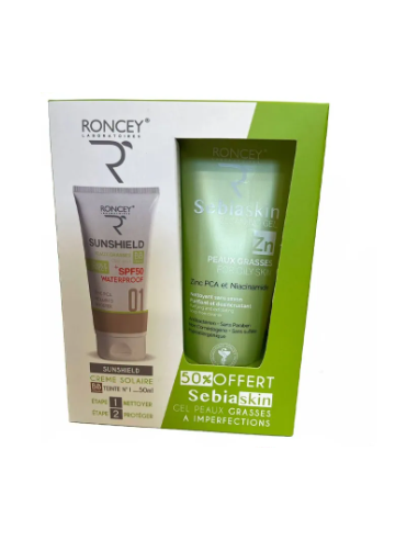 Roncey Coffret Sunshield Teinte 01 et Sebiaskin pour Peaux Grasses -50%