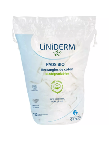 Liniderm Pads en rectangles de coton biodégradables bio