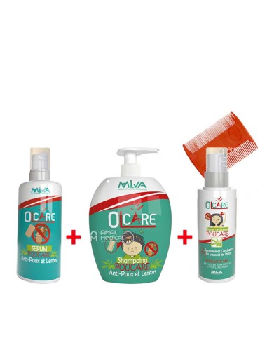 Olcare Coffret anti poux sérum + shampoing + spray + peigne (offert)