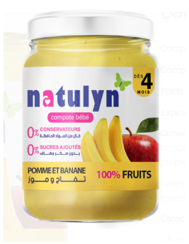 Natulyn Compote bébé Pomme banane 125gr