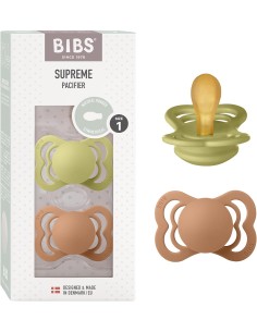 Bibs Sucette Supreme Meadow/Earth 0-6m Lot De 2