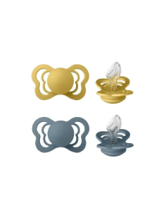 Bibs Sucette Couture Mustard/Petrol 0-6M Lot De 2