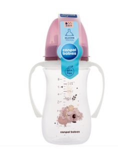 Canpol Biberon Avec anses Rose 240ml