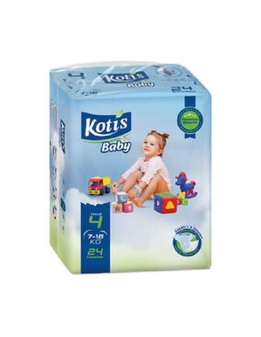 KOTIS Couches bébé Taille 4 7-18kG 24 Pièces