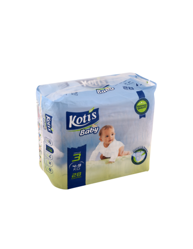 KOTIS Couches bébé Taille 3 4-9kG 28 Pièces