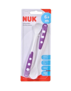 Nuk 2 Cuillères Bébé silicone doux Violet 6M+