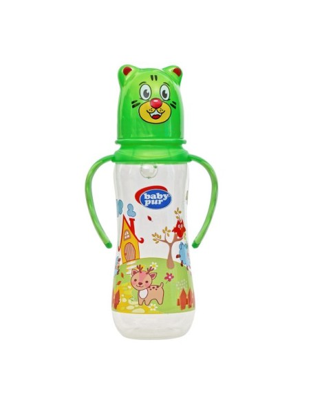 Baby Pur biberon avec couvercle amusant et anse garçon 250ml