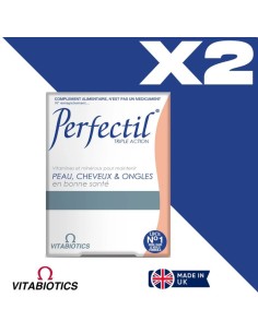 Lot de 2 Vitabiotics Perfectil triple action cheveux peau & ongles 30 Comprimés