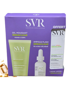 SVR Sebiaclear Coffret (Gel Lavant + Ampoule AZ) + Crème Solaire Matifiante SPF50 OFFERTE