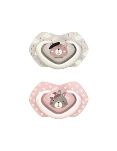 Canpol Sucettes symétriques silicone Bonjour Paris Rose 6-18m 2 pièces