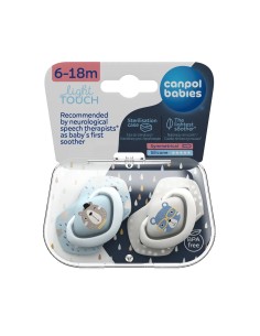 Canpol Sucettes symétriques silicone Bonjour Paris Bleu et Gris 6-18m 2 pièces
