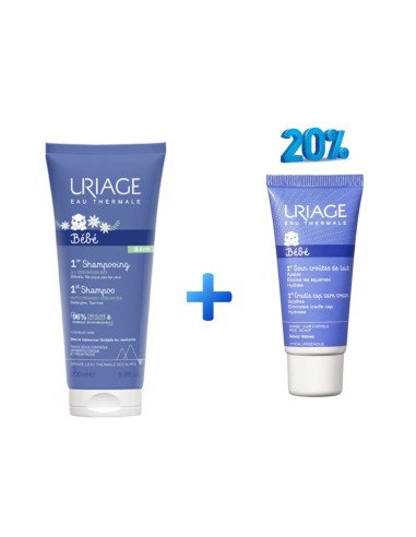 Uriage bebe 1er shampooing 200 ml + soin croutes de lait 40ml (20%)