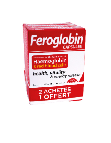 Vitabiotics Feroglobin 30 capsules LOT 2 ACHETES 1 GRATUIT