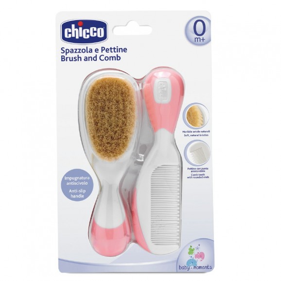 Chicco Brosse et Peigne Rose 0m+