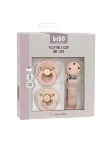 Bibs Coffret Attache Sucette + 2 sucettes Jasmine Blush 6m+